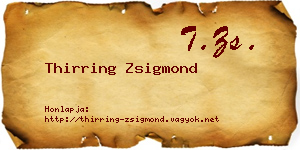 Thirring Zsigmond névjegykártya